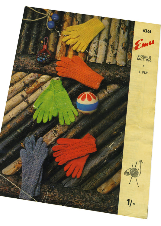 1950s Gloves Knitting Pattern Emu #6361