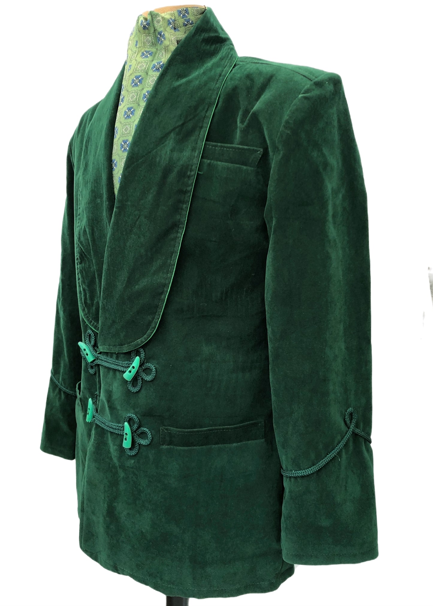 Men's Retro Emerald Green Velvet Double Breasted Smoking Jacket • Preloved