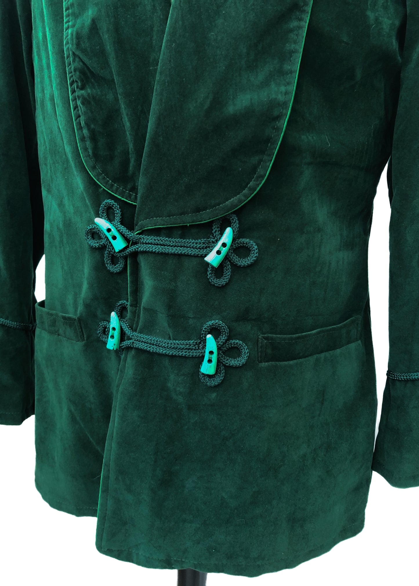 Men's Retro Emerald Green Velvet Double Breasted Smoking Jacket • Preloved