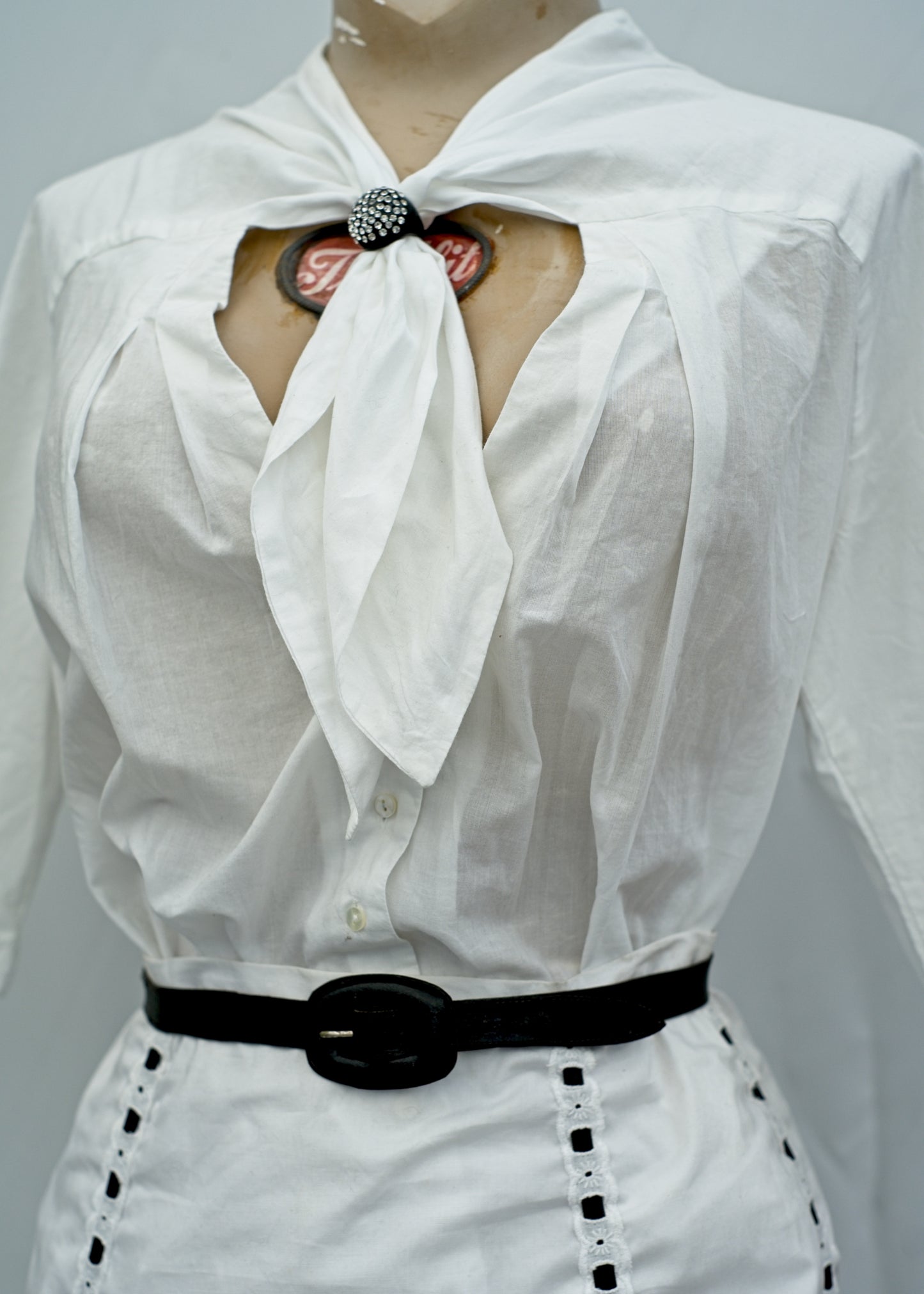 Vintage Hoss White Cotton Blouse Shirt • 42