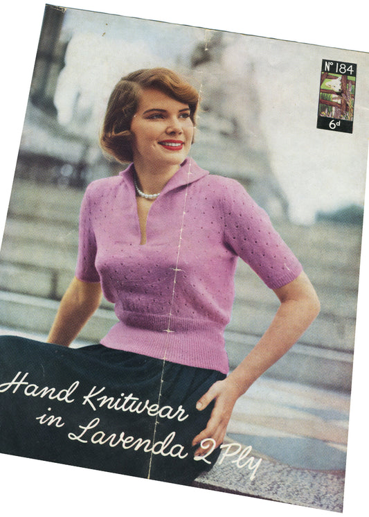 1950s Lavenda Corinne #184 Jumper Knitting Pattern