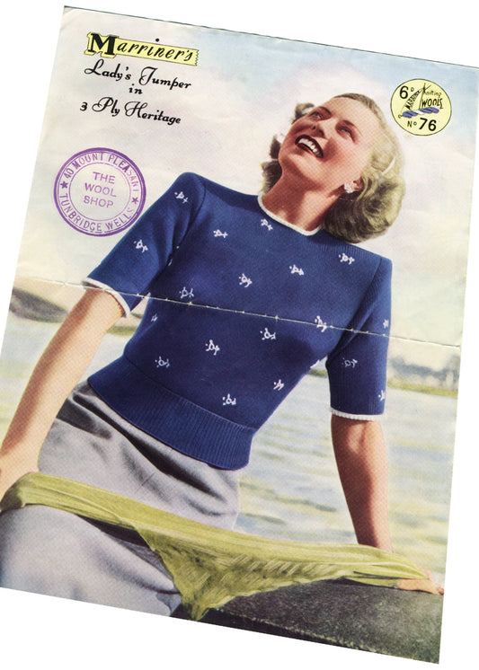 1950s Marriner #76 Embroidered Jumper Knitting Pattern