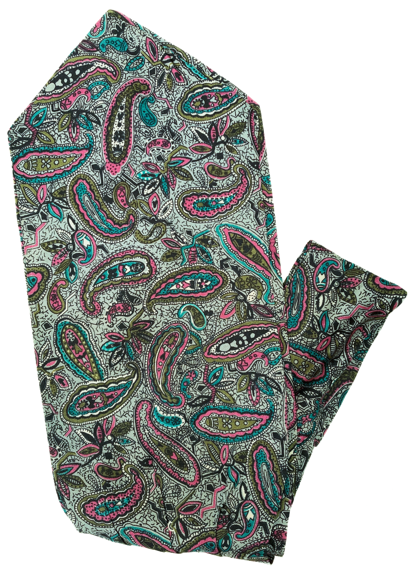 Vintage 60s Paisley Cravat • Grey, Pink, Turquoise