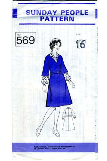 1970s Vintage Dressmaking Pattern Sunday People Dress Pattern 569
