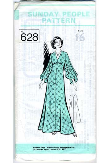 1970s Vintage Dressmaking Pattern Sunday People Dress Pattern 628