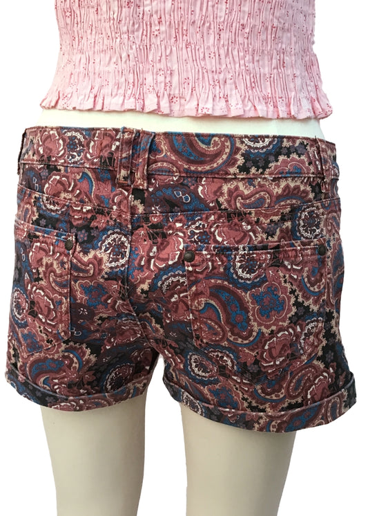 Vintage 90s Womans Yes Yes Paisley Hippy Hipster Shorts