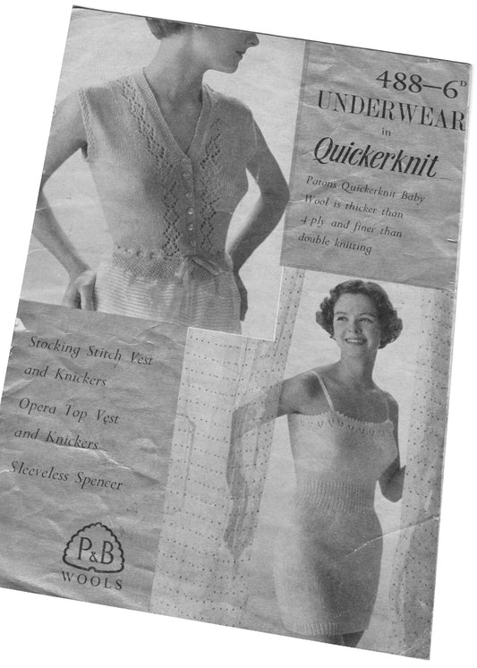 1940s Patons #488C Knitted Underwear Pattern Booklet • 36" - 38"