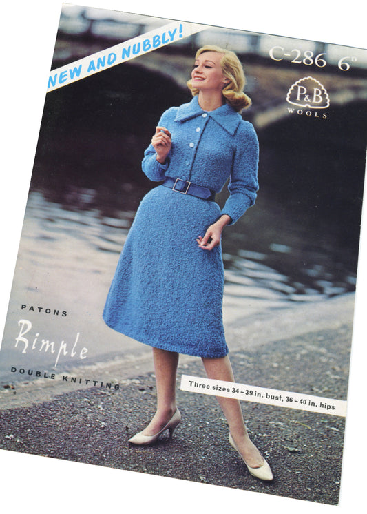 1950s Patons #286 Dress Knitting Pattern • 34" - 39"