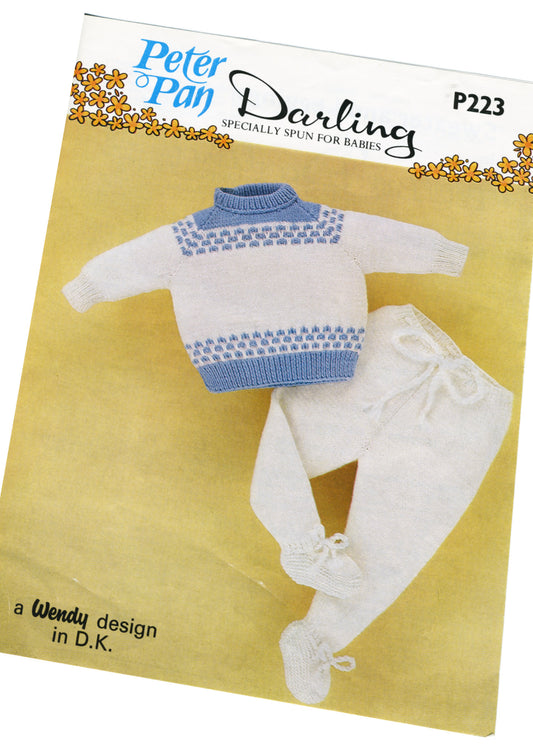 1950s Baby Outfit • Peter Pan Knitting Pattern Wendy #223 