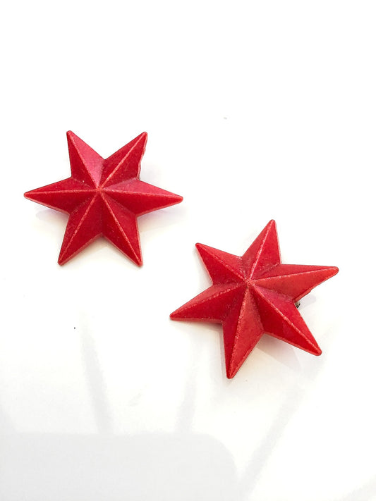 1980s Red Plastic Pop Art Vintage Clip On Earrings