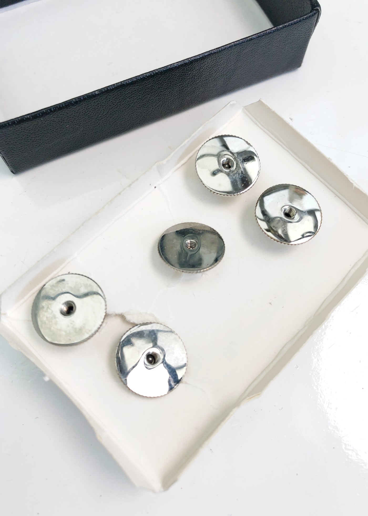Men's Sophos Mother of Pearl Shirt Studs • 5 Black Tie Studs