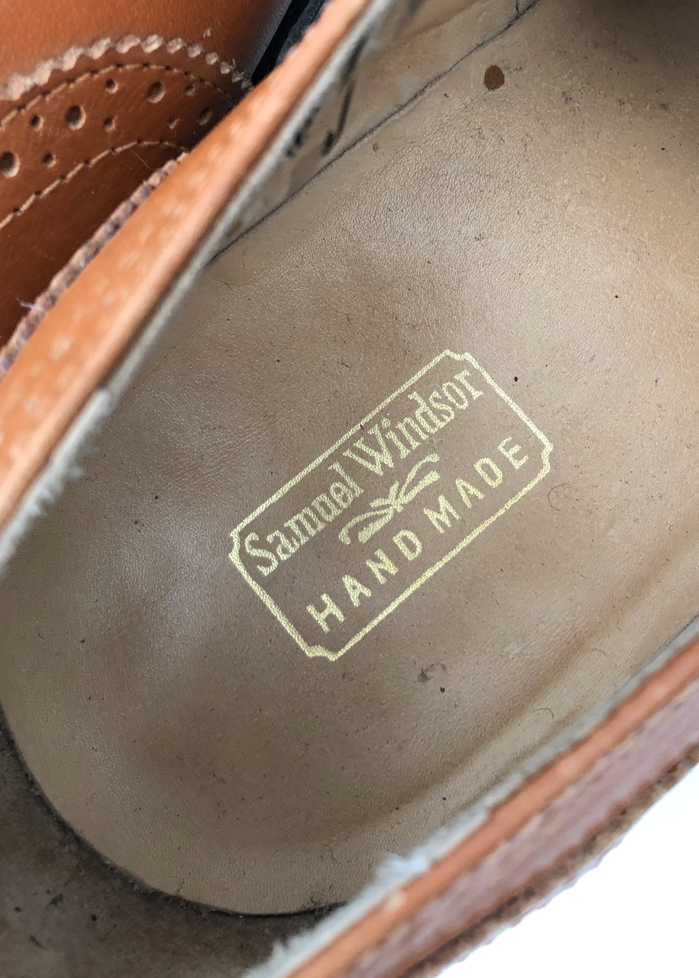 Men's Preloved Tan Samuel Windsor Brogue Shoes • Size 11