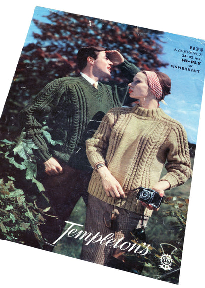 1960s Templetons #1173 Saddle Shoulder Jumpers Knitting Pattern