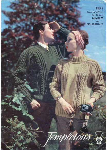 1960s Templetons #1173 Saddle Shoulder Jumpers Knitting Pattern