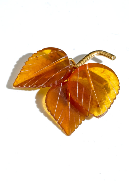 vintage baltic amber leaf brooch