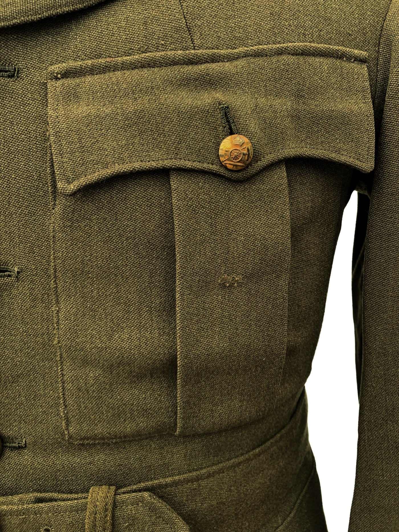 Vintage 40s British Army Royal Artillery Officer’s Tunic • King’s Crown Brass Buttons