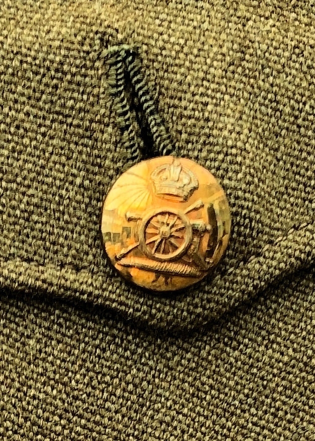 Vintage 40s British Army Royal Artillery Officer’s Tunic • King’s Crown Brass Buttons