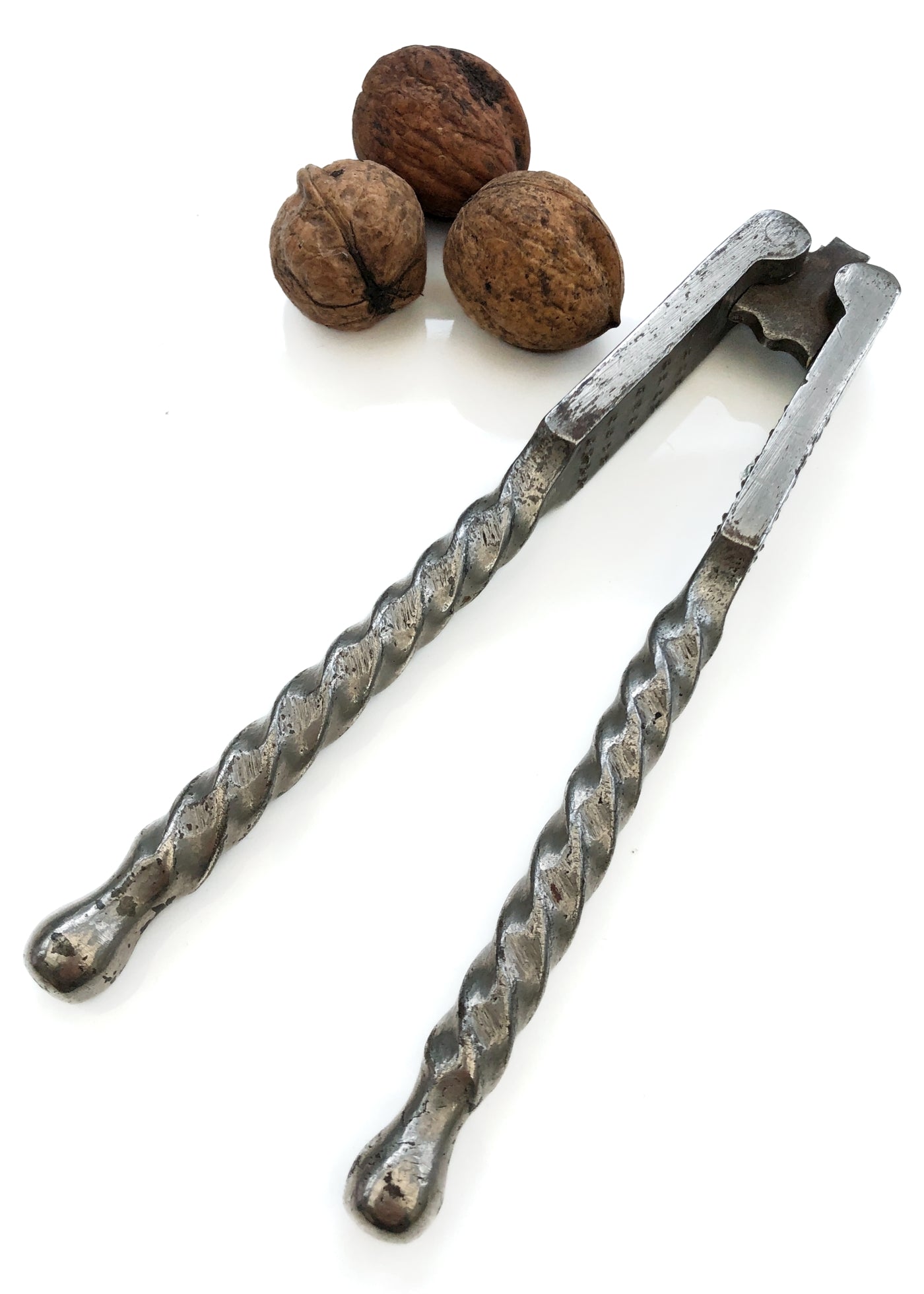 Antique 1800s French Iron Nutcracker with Barley Twisted Handles