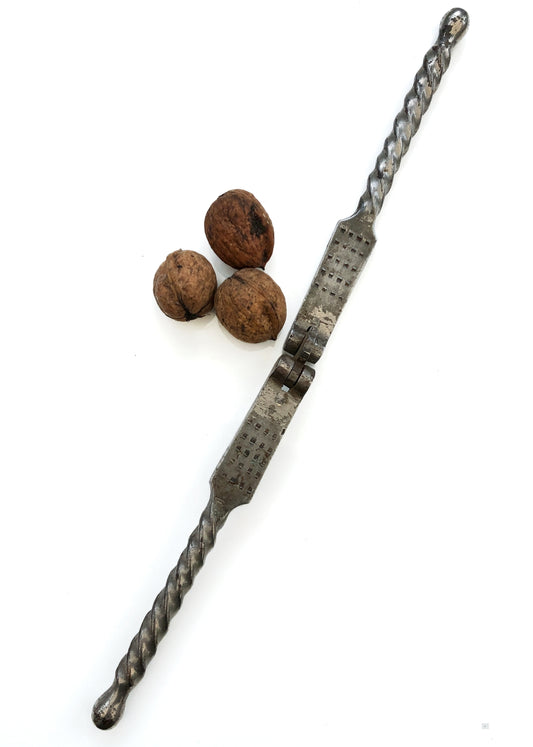 Antique 1800s French Iron Nutcracker with Barley Twisted Handles