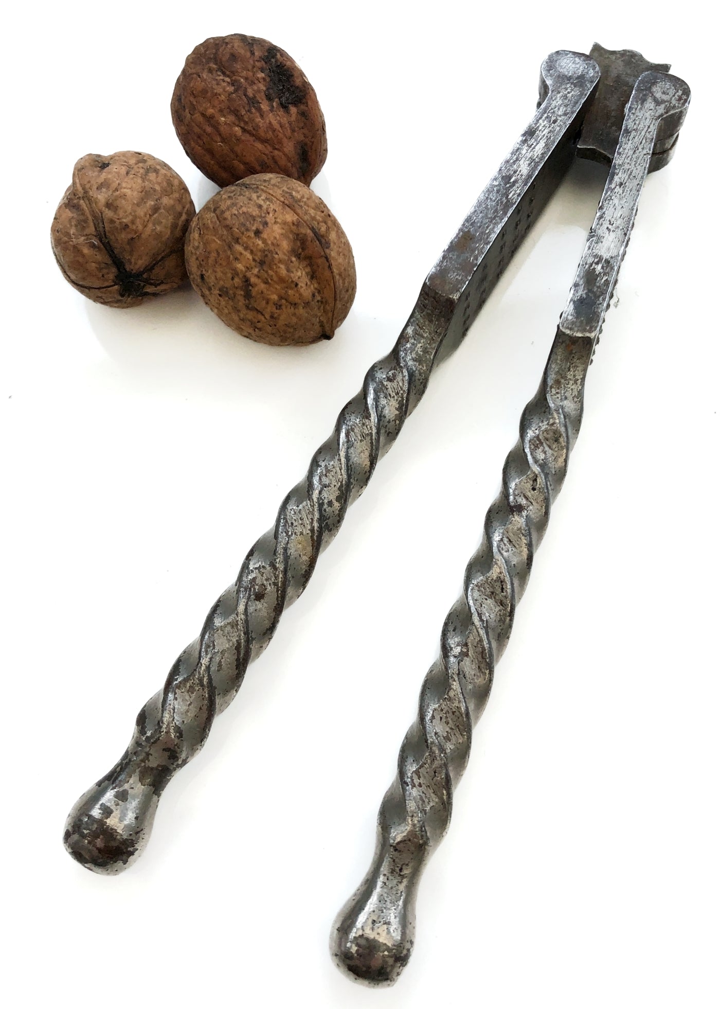Antique 1800s French Iron Nutcracker with Barley Twisted Handles