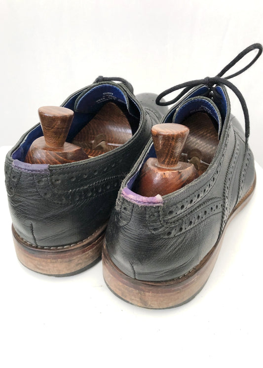 Men's Preloved Black Ted Baker Brogue Shoes • Size UK 12