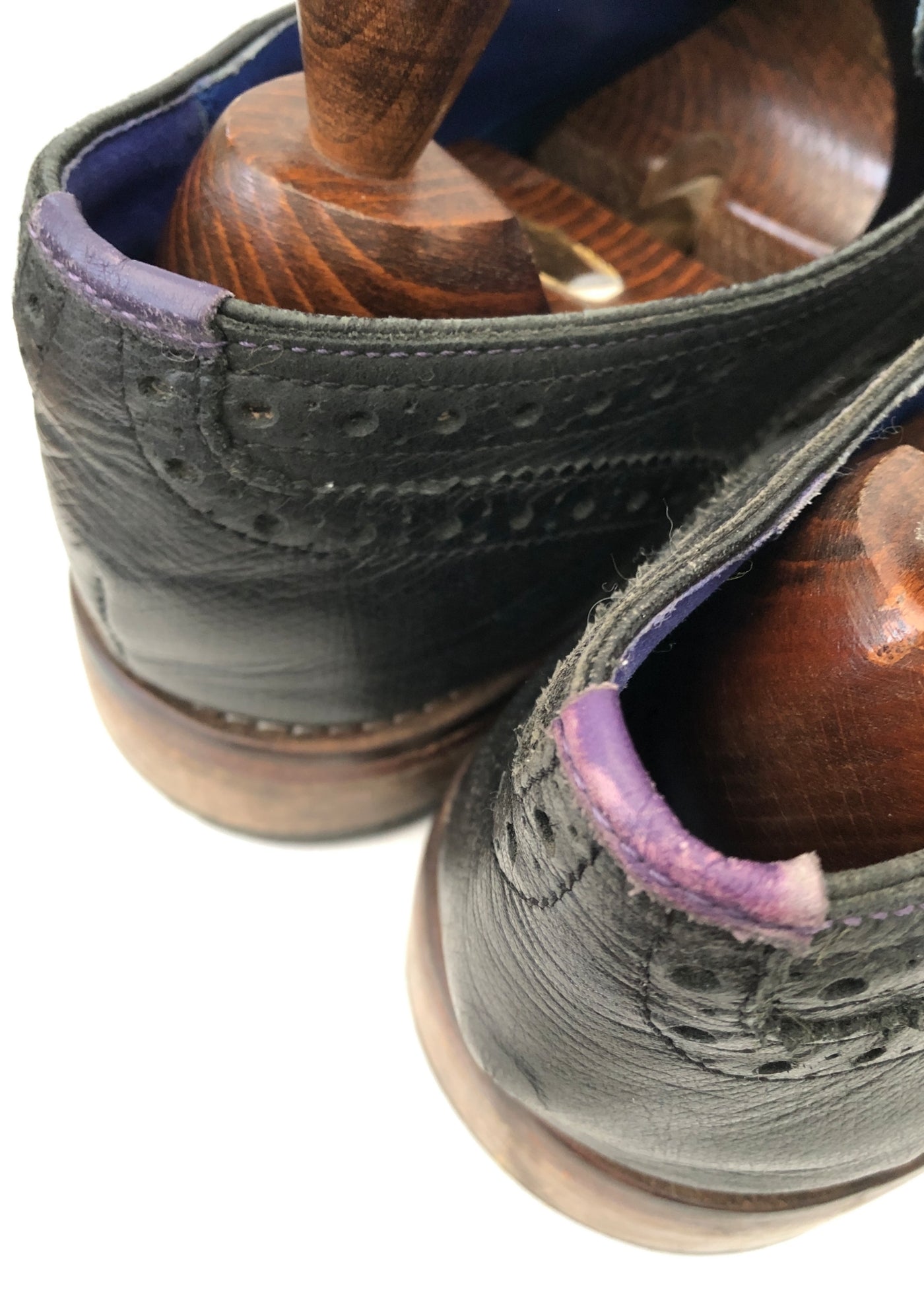 Men's Preloved Black Ted Baker Brogue Shoes • Size UK 12