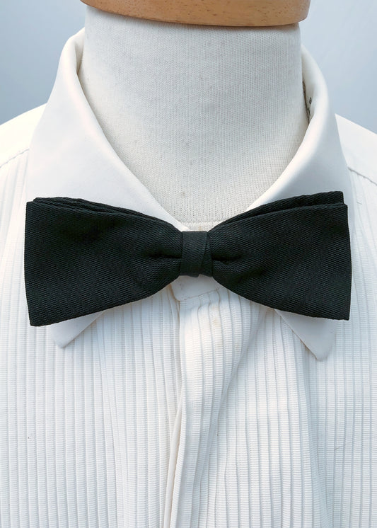 Men's Vintage 30s Black Faille Clip On Bow Tie • England Made