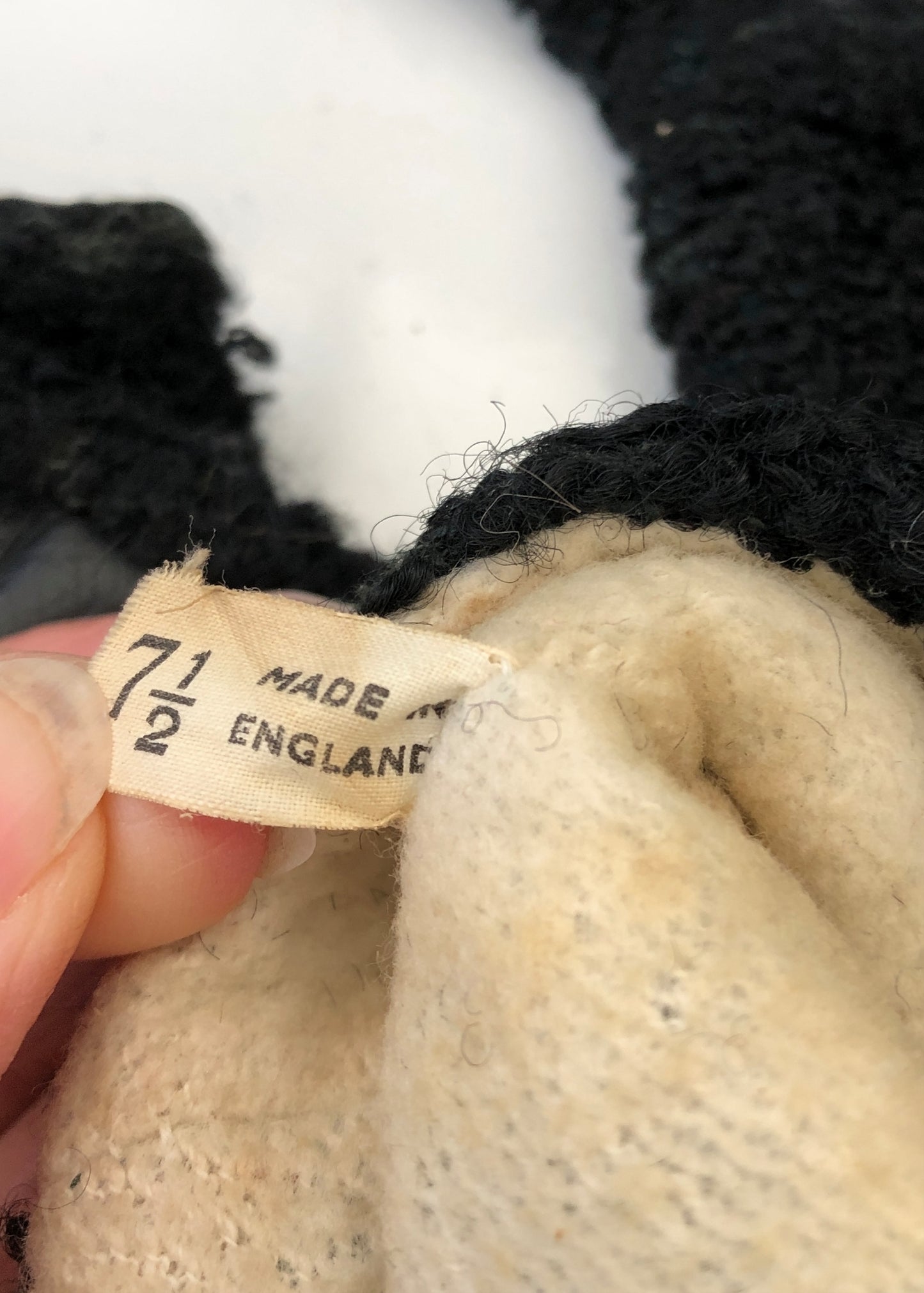 1940s Vintage Black Astrakhan Leather Gloves • 7.5