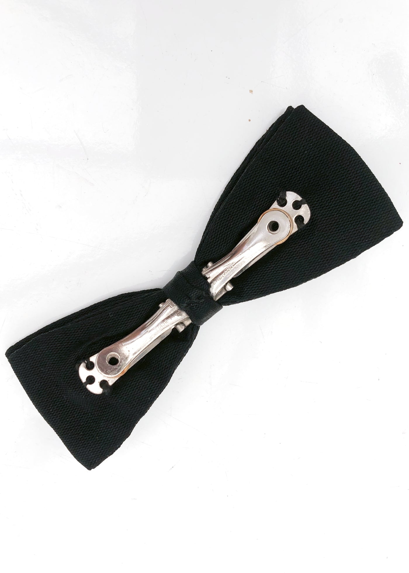 Men's Vintage 30s Black Faille Clip On Bow Tie • England Made