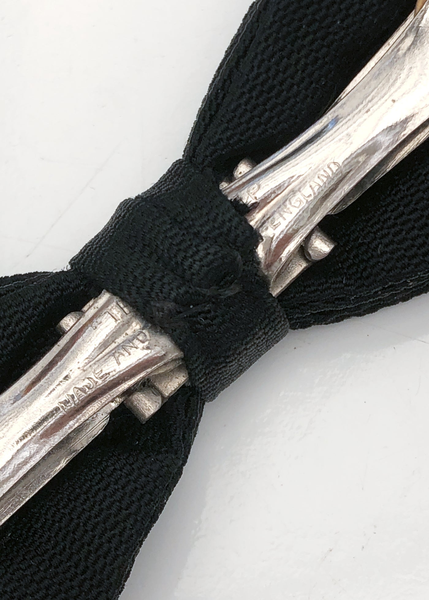 Men's Vintage 30s Black Faille Clip On Bow Tie • England Made