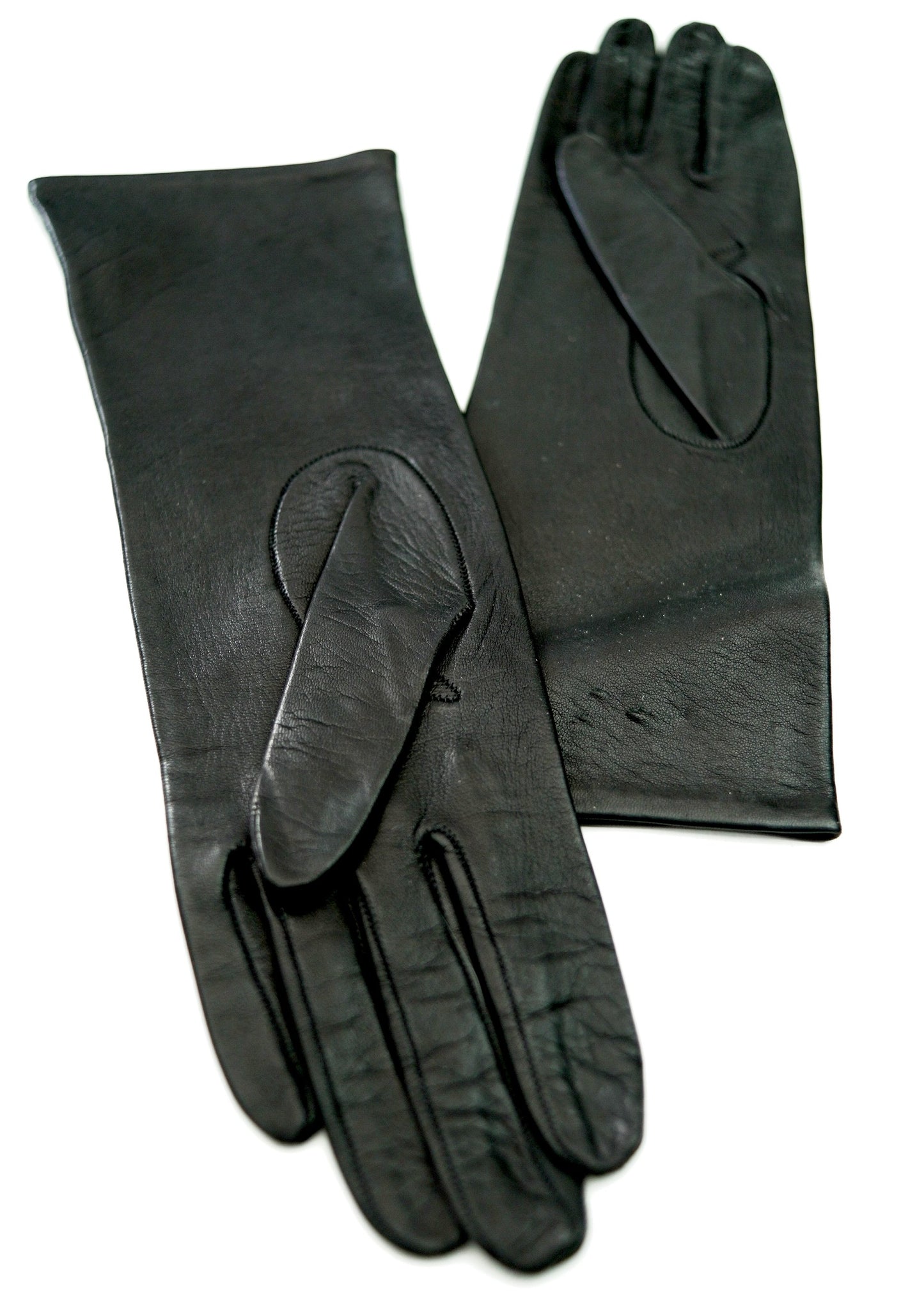 Vintage Black Kid Leather Gauntlet Gloves