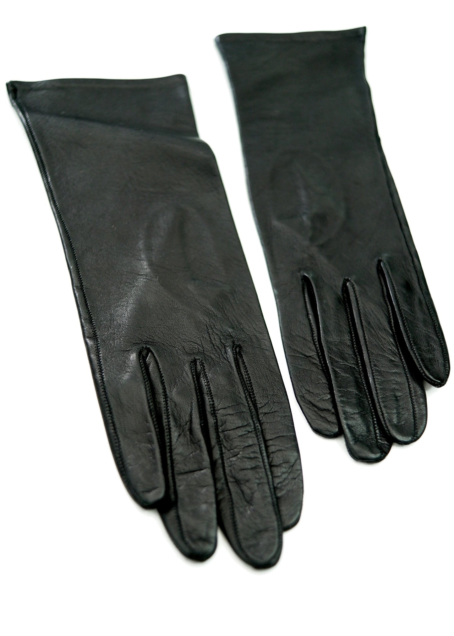 Vintage Black Kid Leather Gauntlet Gloves