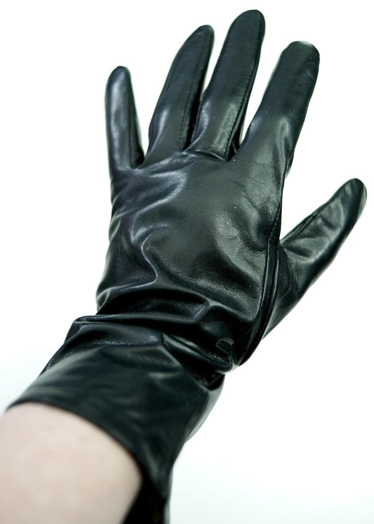 Black Leather Gauntlet Gloves • St Michael • Cashmere Lining