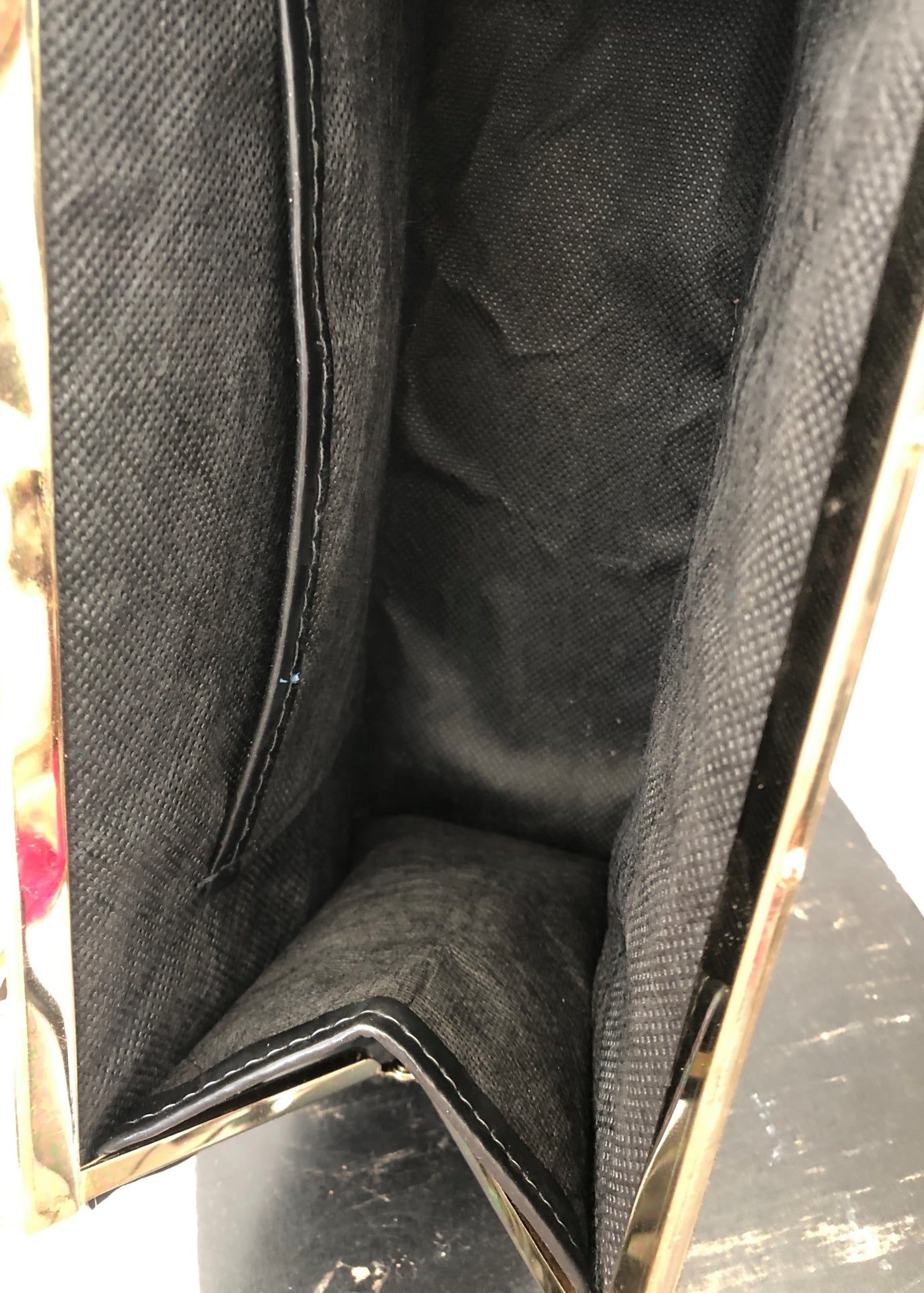 Vintage 60s Black Mock Croc Vinyl Handbag • Metal Top Handle