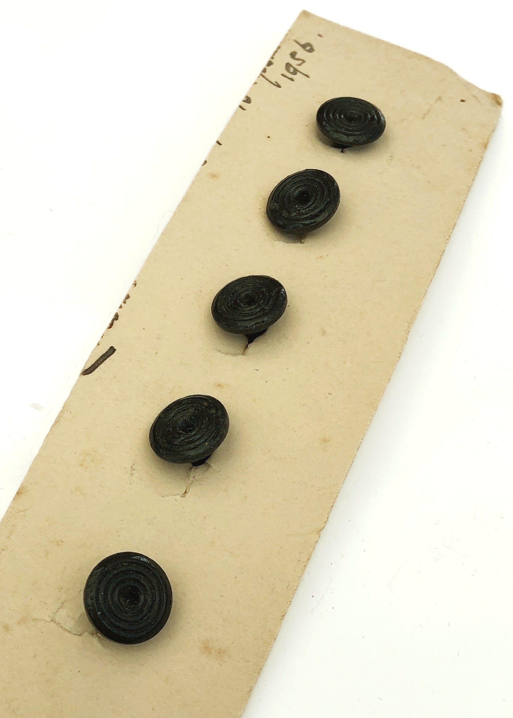 Vintage 30s/40s Decorative Black Celluloid Shirt Studs • 5 Black Tie Studs