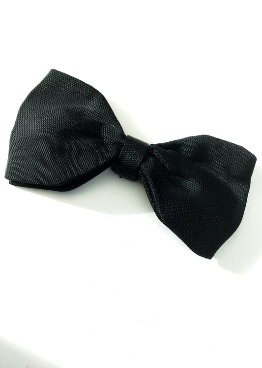 Vintage 40s Black Silk Clip On Bow Tie