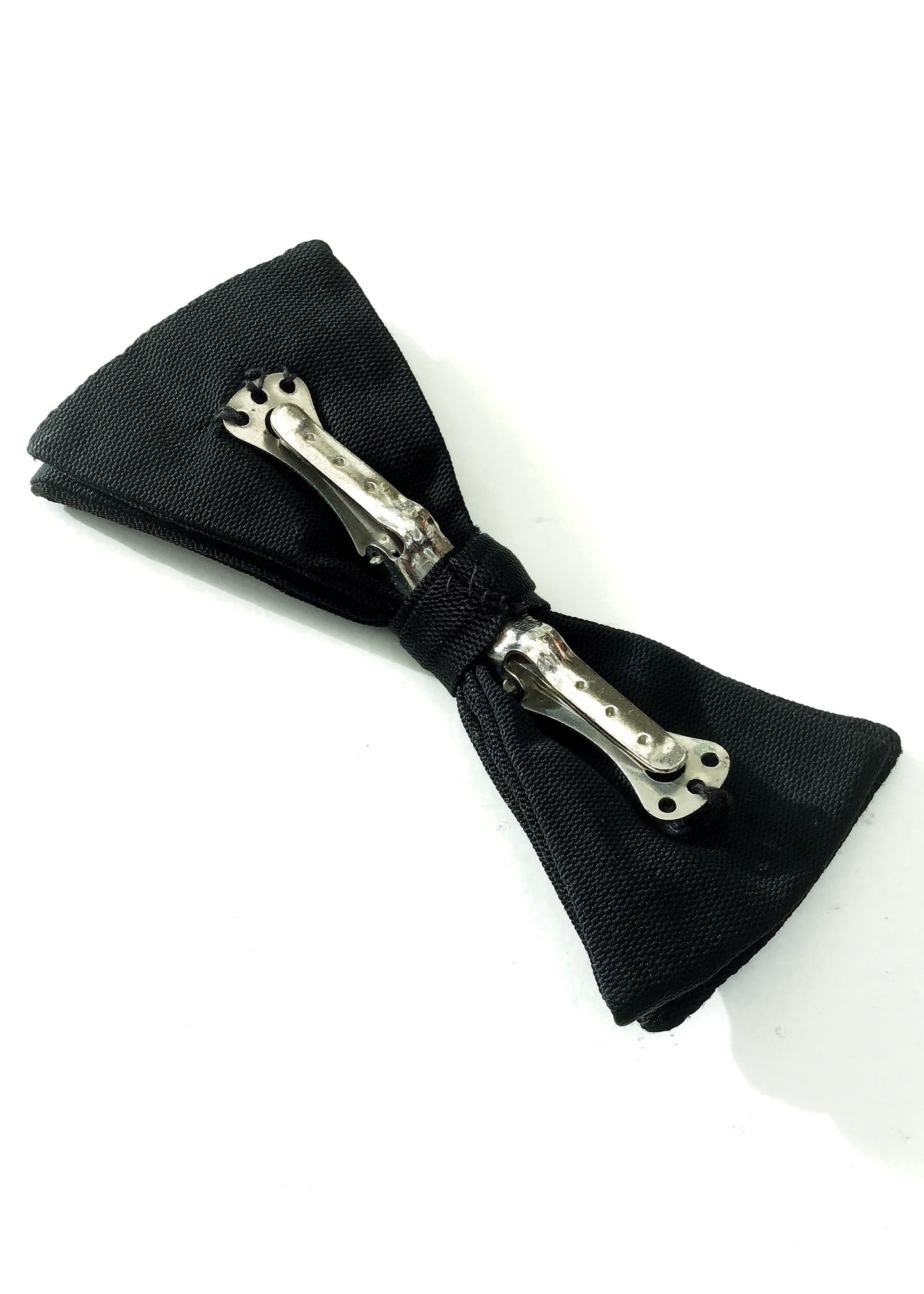 Men's Vintage 40s Black Faille Clip On Bow Tie