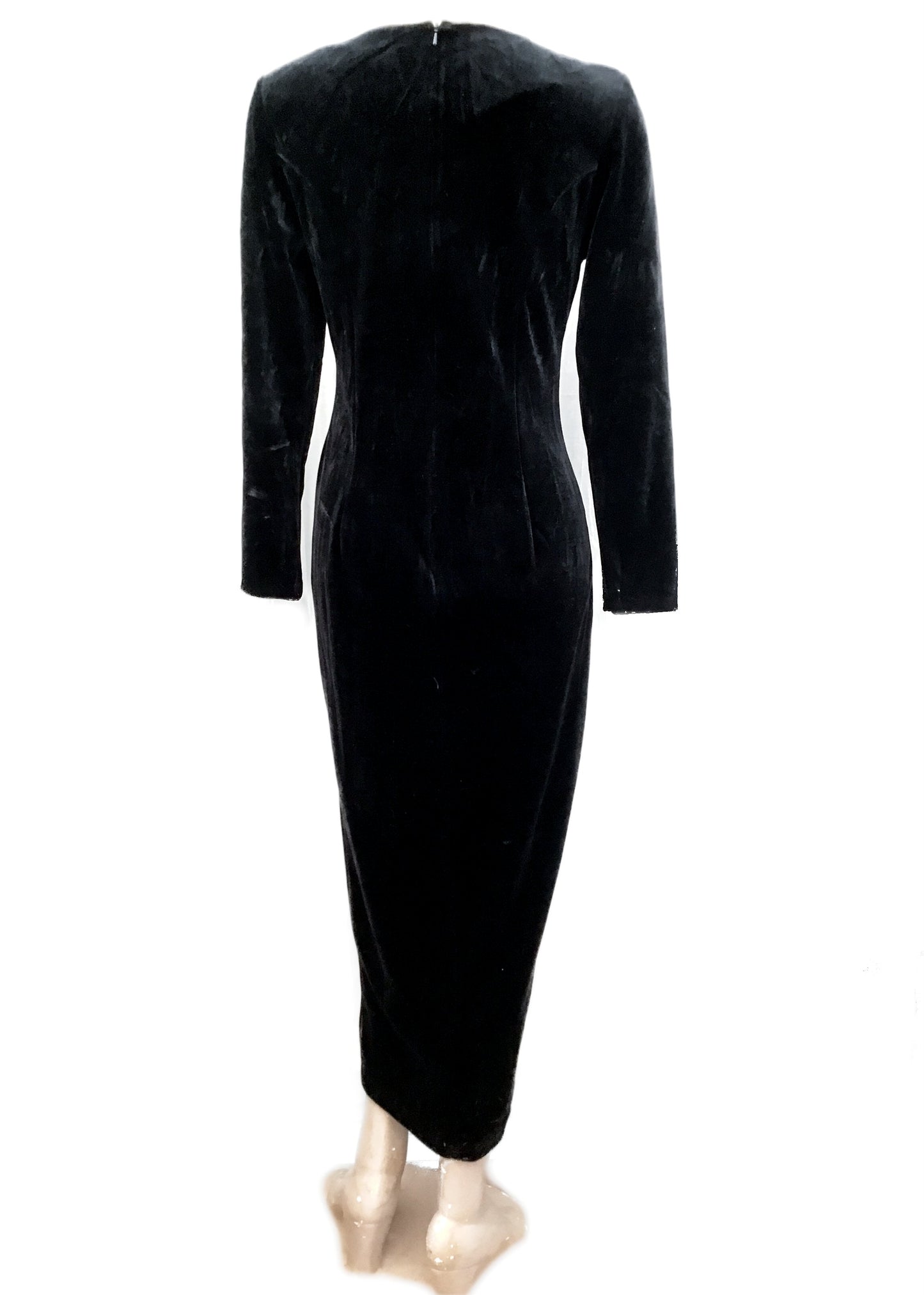 Vintage 80s Black Stretch Velvet Cocktail Dress • House of Fraser