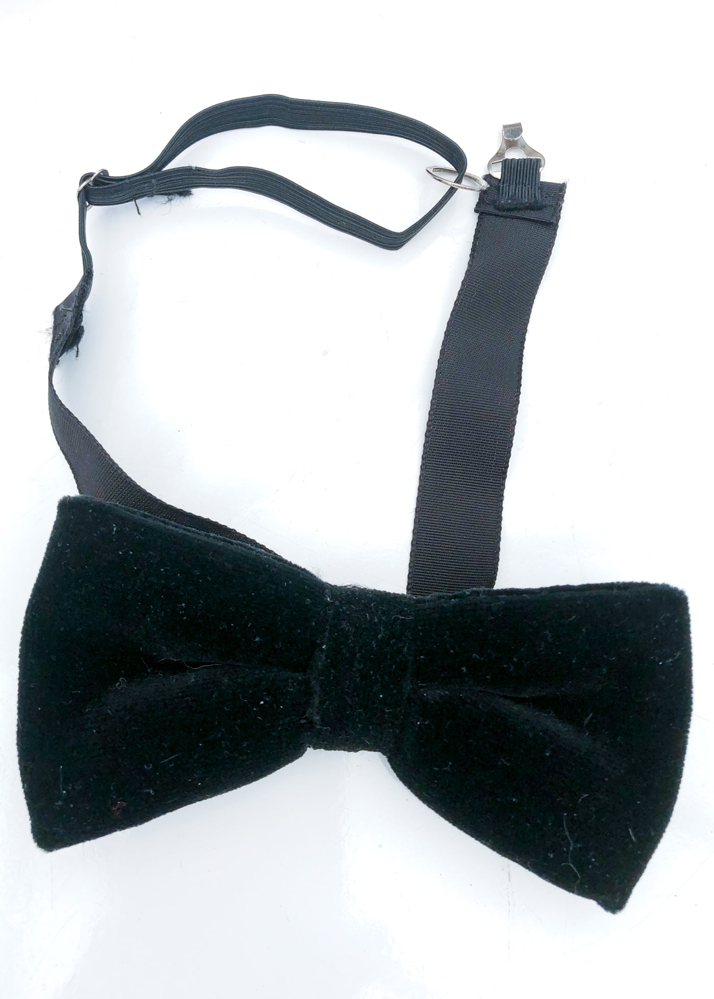 70s Vintage Black Velvet Bow Tie • Adjustable