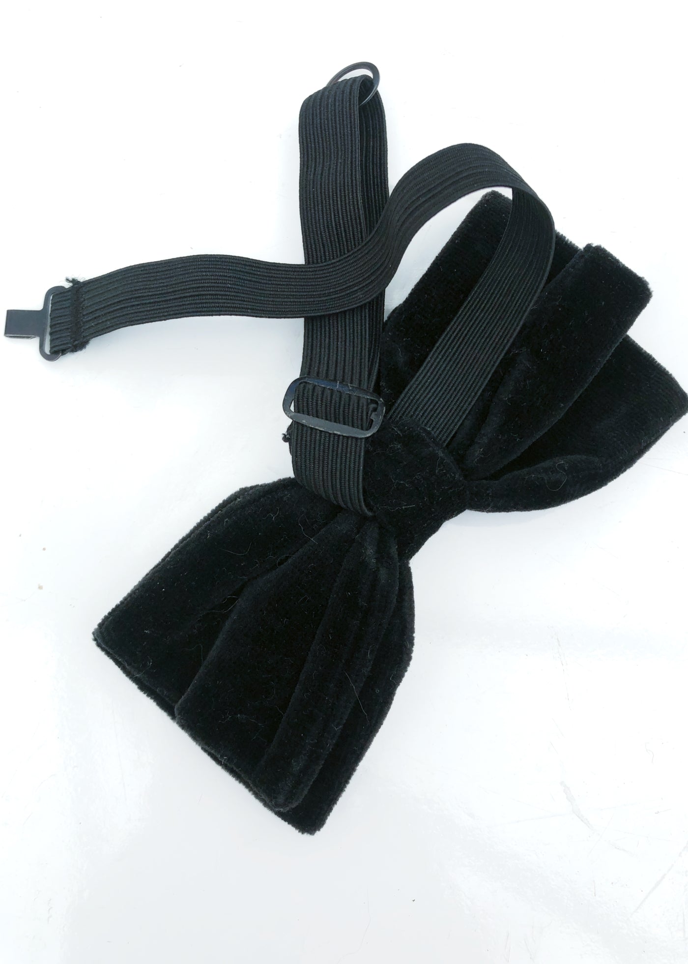Vintage Black Velvet Bow Tie • Adjustable
