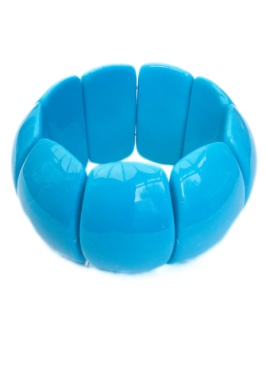 Retro Blue Panel Elasticated Bracelet