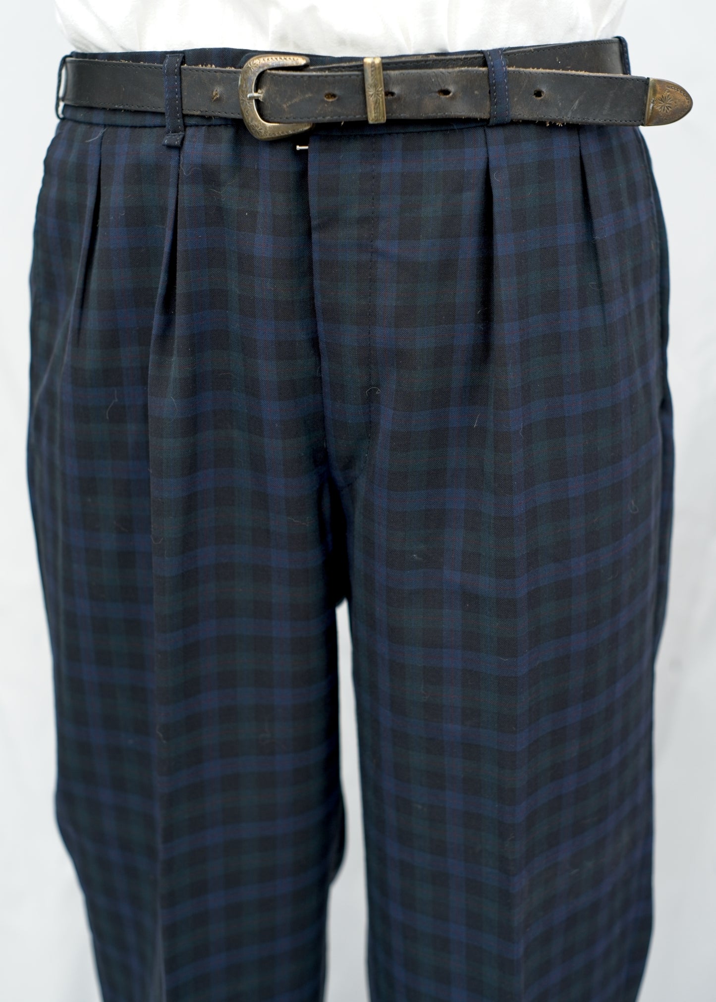 Vintage Blue Plaid Trousers • 36W • Wexmann