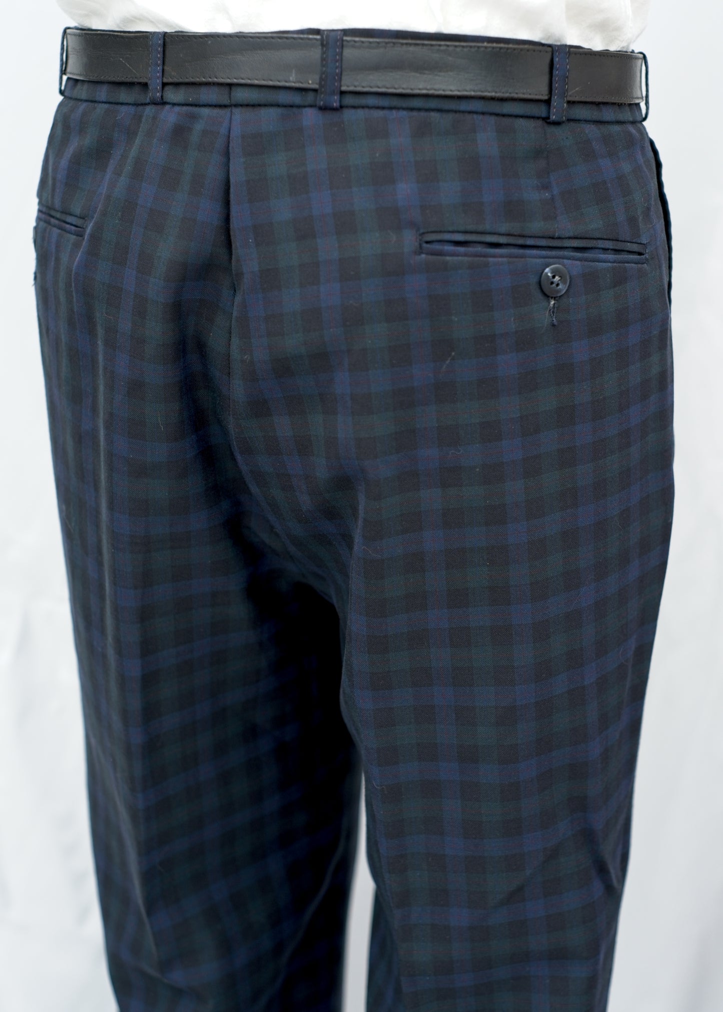 Vintage Blue Plaid Trousers • 36W • Wexmann