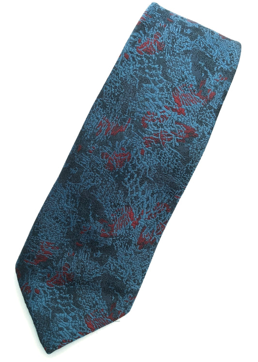 1960s Vintage Blue Red Textured Neck Tie