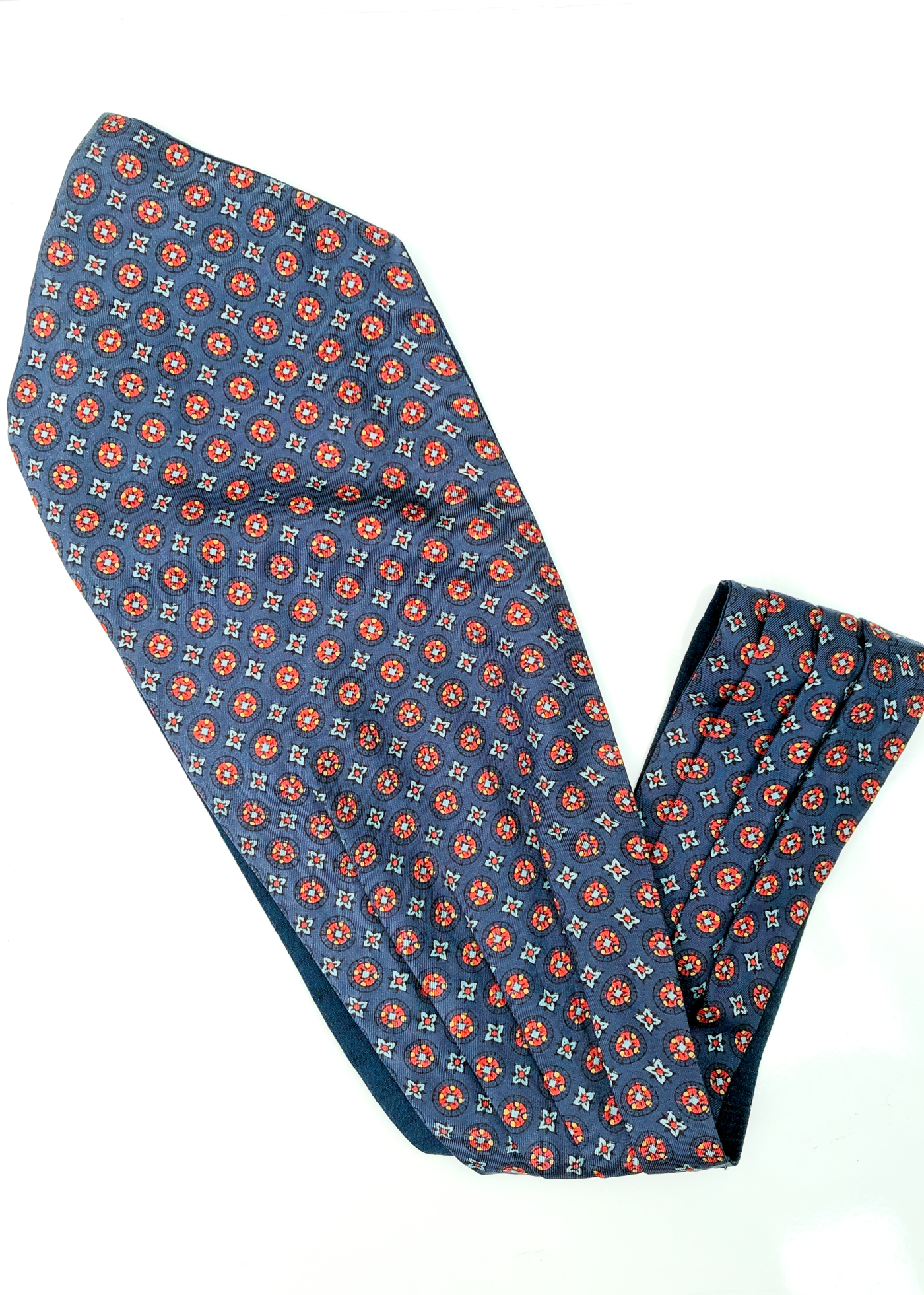 Vintage 50s Blue Silk & Cotton Cravat