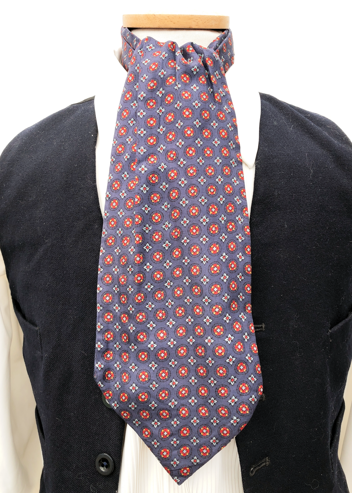 Vintage 50s Blue Silk & Cotton Cravat