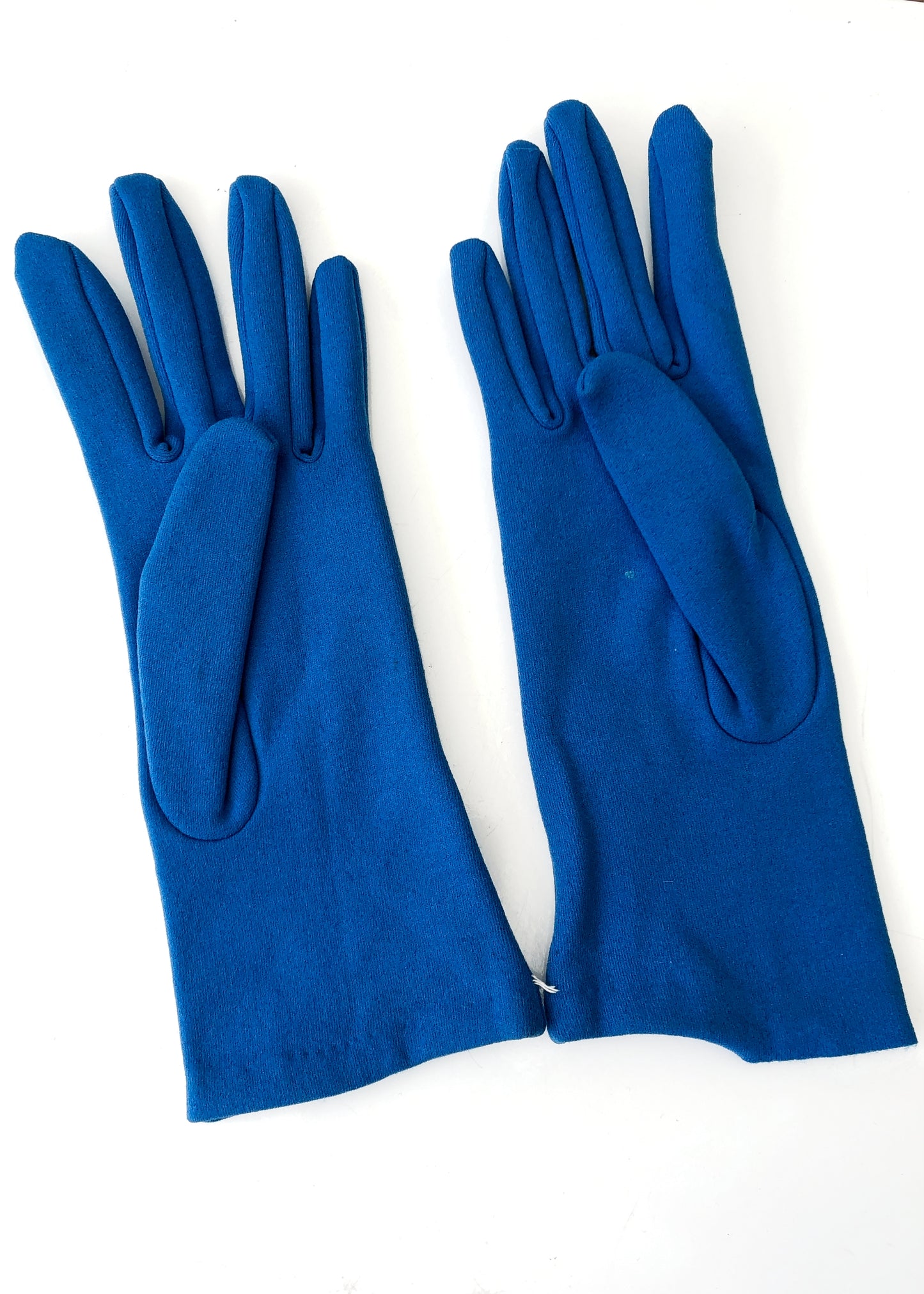 Vintage Blue Short Stretch Day Gloves • Fleecy Interior
