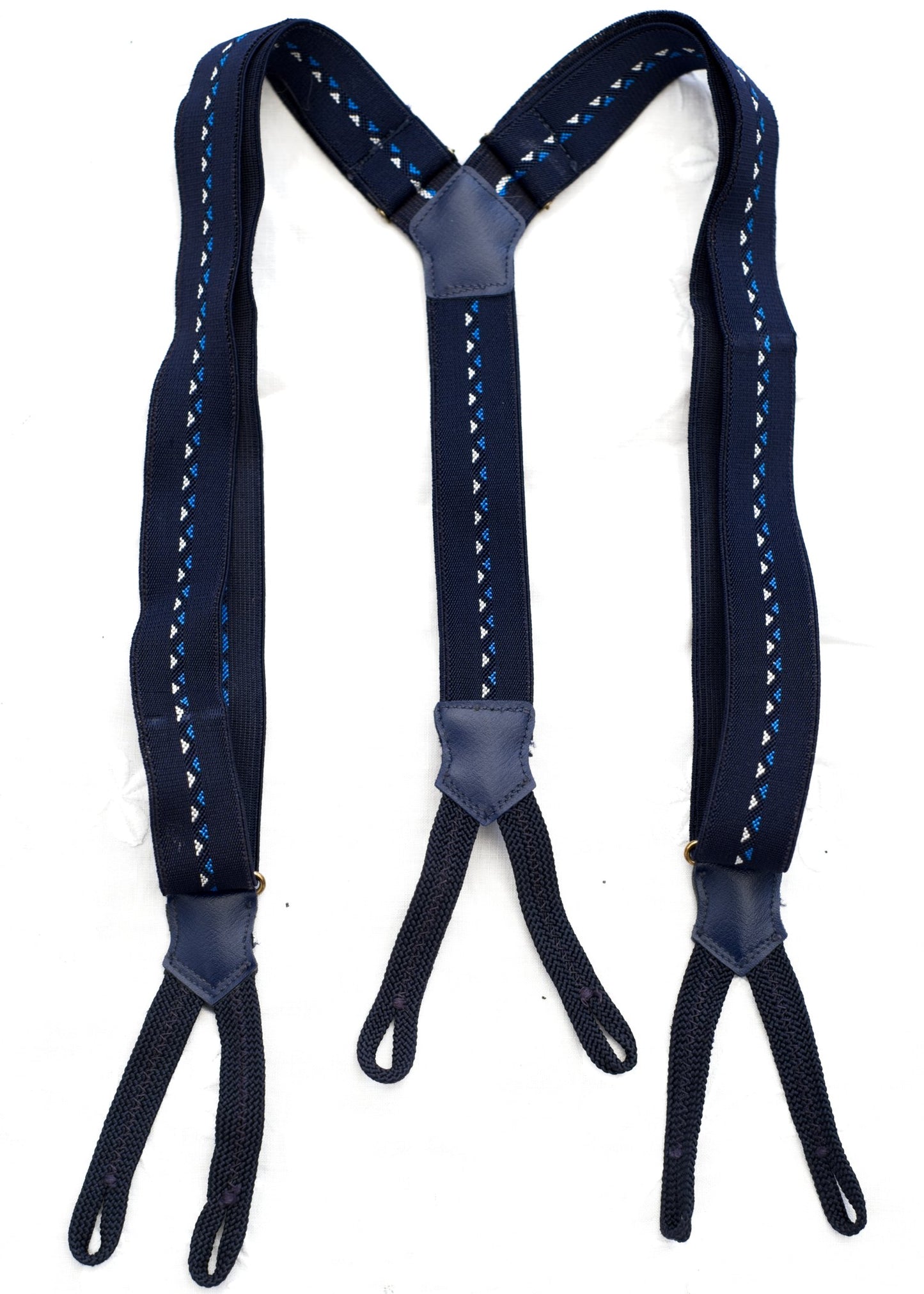 Vintage Blue Elasticated Button Braces • Suspenders