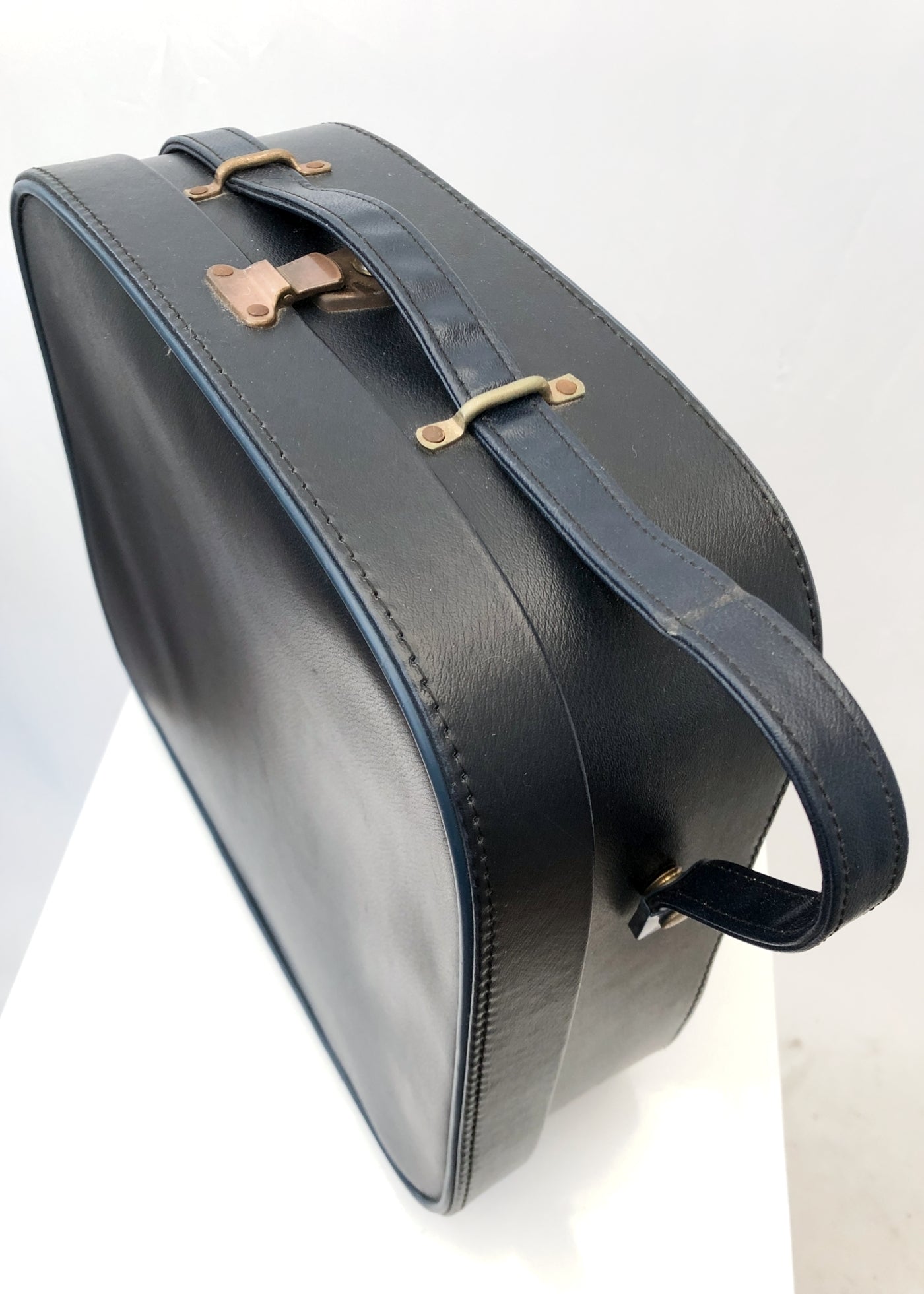 Vintage 60s Navy Blue Vinyl Vanity Case • Lotion Containers