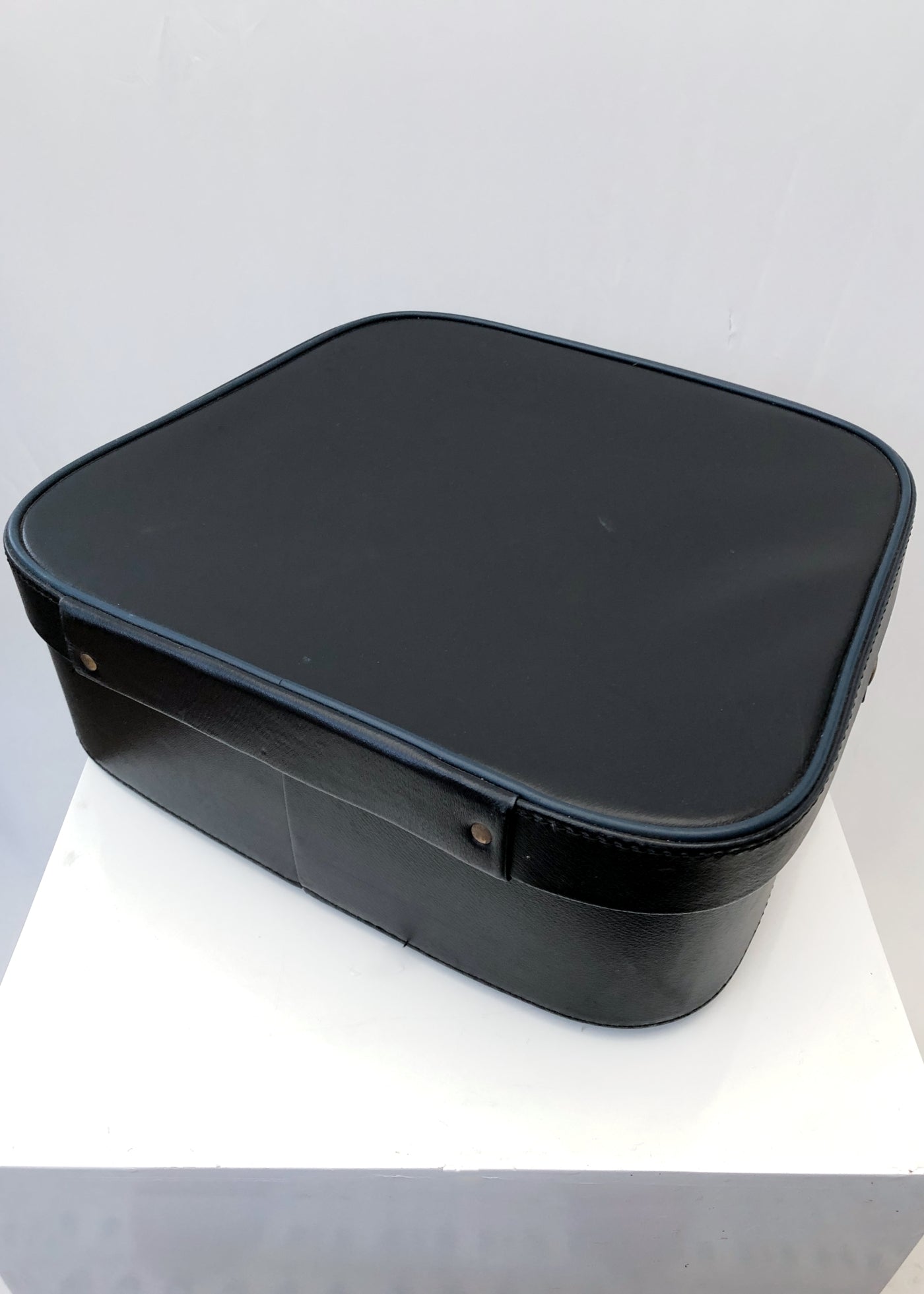 Vintage 60s Navy Blue Vinyl Vanity Case • Lotion Containers